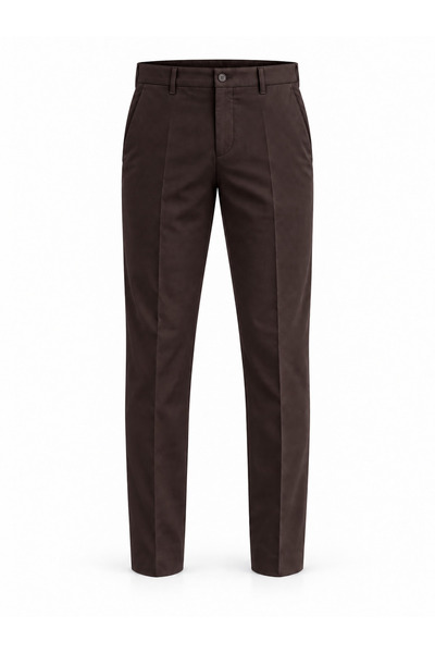 Danger Men's Comfort Fit Textured Chino Trousers Brown 0173Dngr
