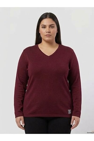 rood Plus Size V-Neck Sweat Shirt