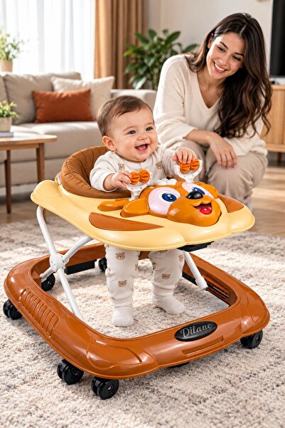 Baby Home Müzikli Kademeli Ayarlanabilir Yürüteç Örümcek Konforlu Yürüteç İlk...
