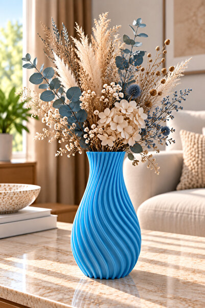 Generic Brand Vazǎ Decorativă Modernă cu Design Spiralat – Albastru, 18 × 10 ...