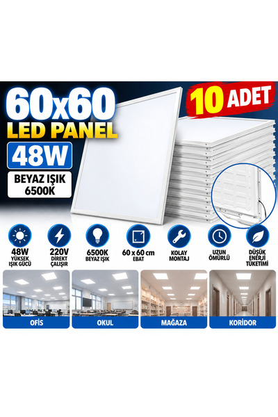 LED PAZARI 10 ADET 60x60 48 w LED PANEL ASMA TAVAN LAMBASI
