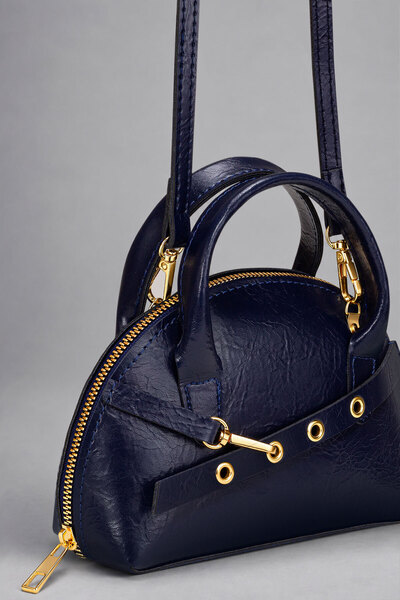 Housebags Midnight Navy | Gece Laciverti Gold Aksesuar ve Kuşgözü Detaylı Kad...