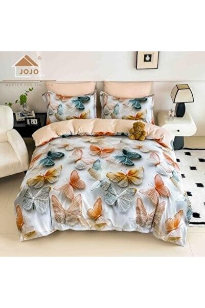 JOJO HOME Lenjerie de pat din finet 5D Multicolor cu Fluturi – 6 piese