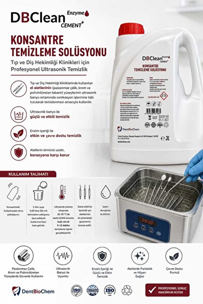 Konsantre Enzimatik Dental Alet Temizleme Solüsyonu 3lt