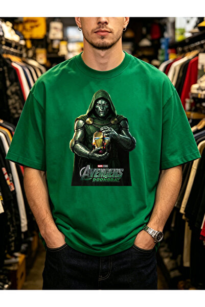 Arabest Men's 100% Cotton T-Shirt Green Doctor Doom Print