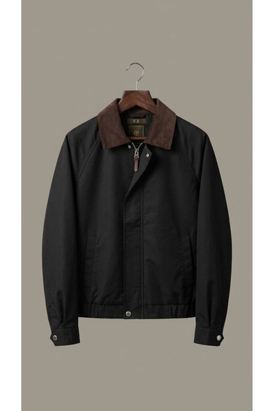 kastrioti Kontrast Kadife Yaka Detaylı İçi Kapitoneli Premium Harrington Ceket