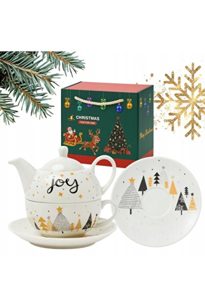 ECARLA SET DE CRĂCIUN - cană cu ceașcă și farfurioară într-o cutie decorativă