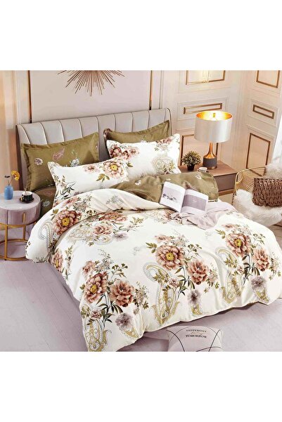 JOJO HOME Lenjerie de pat cu 2 fete, tesatura tip finet, pat 2 persoane, 6 pi...