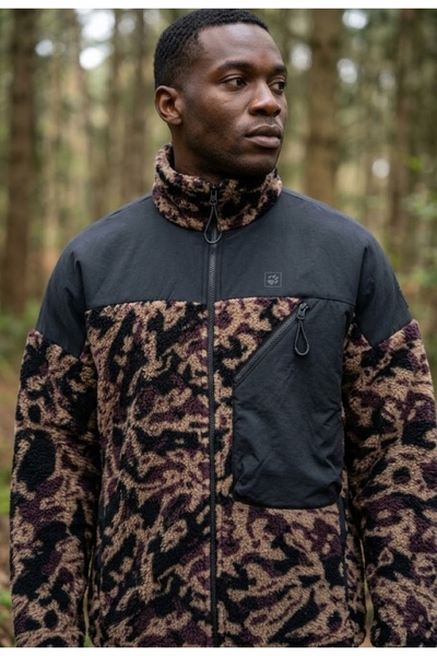 Jack Wolfskin Maarweg Print Jkt Erkek Outdoor Peluş Ceket Siyah