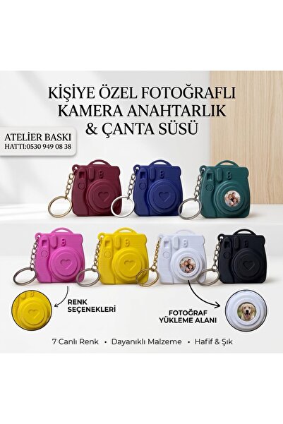 Atelier Baskı Kişiye Özel Fotoğraflı Kamera Anahtarlık & Çanta Süsü Aksesuar ...