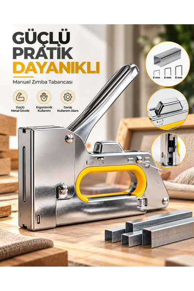 AKILLI Güçlü Metal Gövdeli Manuel Zımba Tabancası No.13 4-6-8 mm Döşeme Kumaş Ahşap Sabitleme