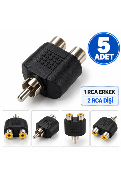 VOREX 5 Pcs Rca 1 Male to 2 Female Y Splitter Multiplexer Jack Audio Video Co...