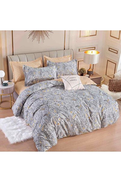 JOJO HOME Lenjerie de pat cu 2 fete, tesatura tip finet, pat 2 persoane, 6 pi...