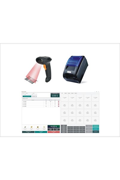 Chekcwork Yazılım (paket 1) + Kablosuz El Tabancası Okuyucu + 58m Fiş Yazıcılı Barkod Sistemi