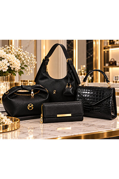 MODAMARKM Women's 4-Piece Bag Set Shoulder Bag Handbag Crocodile Bag Wallet G...
