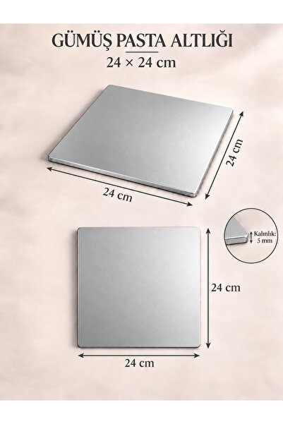 LİNORA Square Cake Base 24X24 cm – 5 mm Thick, Cake Base