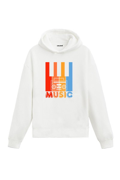 Colermi Retro Boombox Music Design Hooded Sweatshirt