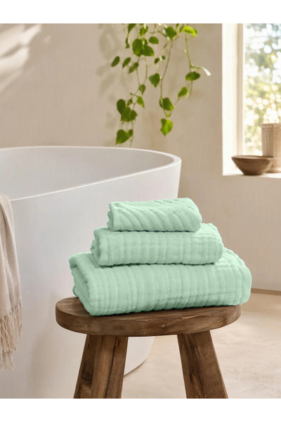 Styli Pack of 3 - Solid Towels, Green - 34x34cm, 25x50cm, 70x140cm