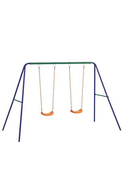 OEM Детска люлка с 2 седалки, стомана/ПП, 269x160x180 см, за възраст 3-8 годи...