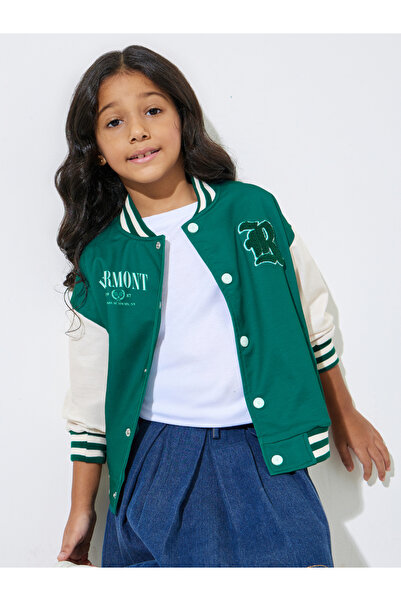 Styli Girls Color Block Printed Bomber Jacket