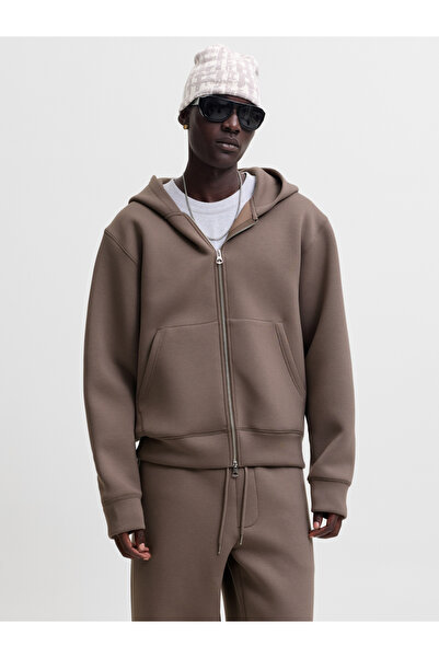 Jack & Jones Dark Grey JCOLEGACY Solid Zip-Up Hoodie