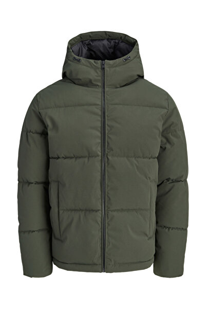 Jack & Jones Olive JJGALAXY Solid Puffer Jacket with Zip Closure