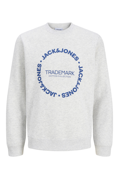 Jack & Jones Grey JJBENSON Slogan Print Pullover Sweatshirt