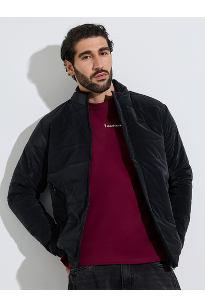 Styli Men Black Quilted Puffer Jacket