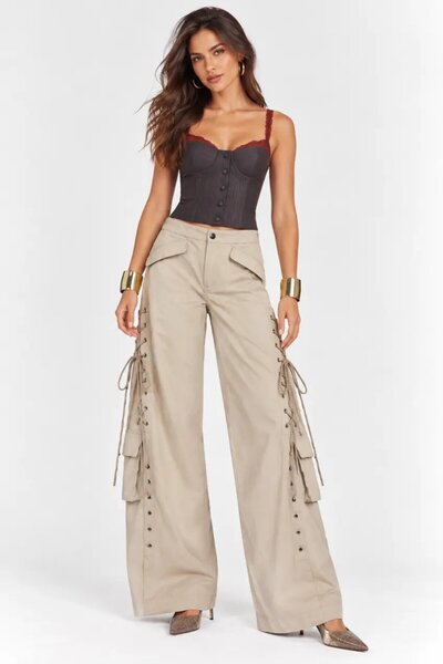 Cool & Sexy Lace Detailed Wide Leg Cargo Pants