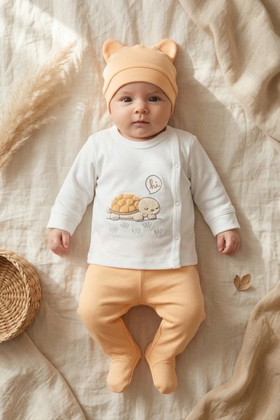 Generic Brand Turtle Hug 100% Cotton 3-Piece Newborn Baby Set 0-3 Months - To...