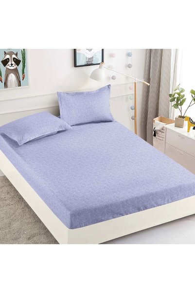 JOJO HOME Husa de pat cu elastic din finet, 3 piese, pat 2 persoane, lila, HB...