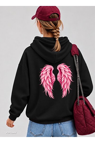 FUFLUNS Melek Kanadi Back Printed Oversized Unisex Hooded Sweatshirt