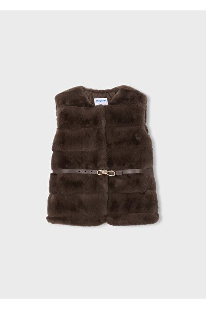 MAYORAL Girl's Plush Vest with Belt