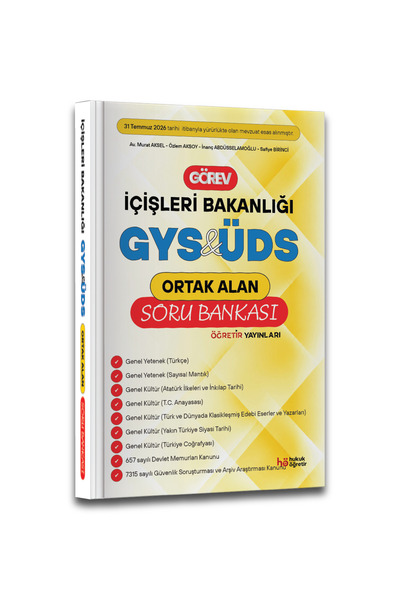 hukuk öğretir İÇİŞLERİ BAKANLIĞI Görevde Yükselme & Ünvan Değişikliği Sınavı ORTAK Dersler Soru Bankası