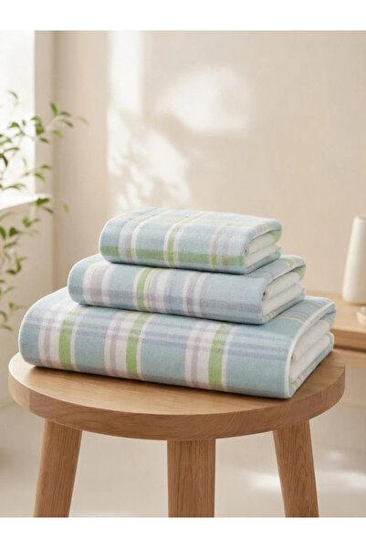 Styli Pack of 3 - Striped Towels, Green - 34x34, 34x74, 70x140cm