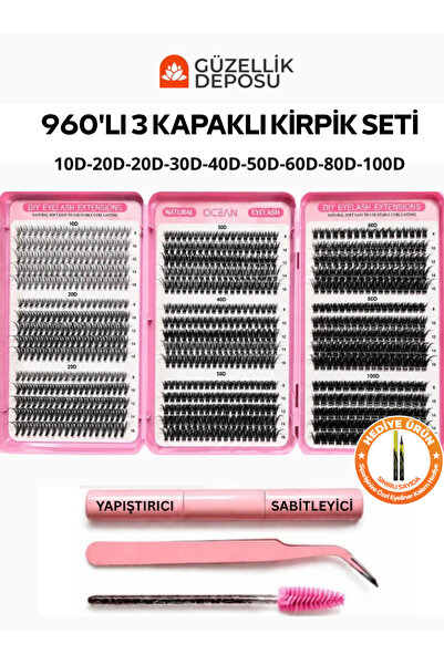 Güzellik Deposu 960'lı Takma İpek Kirpik Seti 10D-20D-20D-30D-40D-50D-60D-80D...
