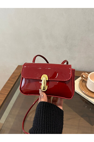 Take Two By Styli Maroon Patent Leather Sling Bag