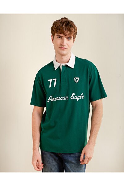 AMERICAN EAGLE AE Standard Fit Graphic Polo Shirt