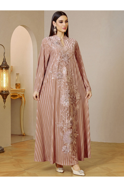 Take Two By Styli Beige Maxi Jalabiya Gown for Women