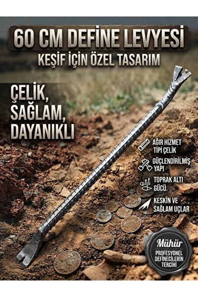 60 cm Çelik Define Levyesi Keşif ve Arazi Tipi Dayanıklı El Aleti