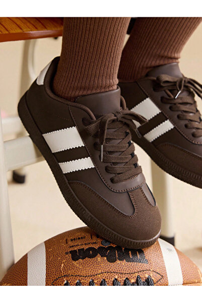 Take Two By Styli Brown PU Leather Sneakers for Women - Casual and Sporty Foo...