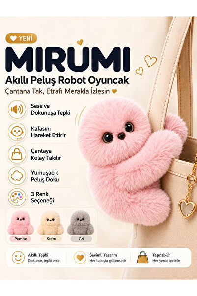 TAHA İTHALAT Mirumi Akıllı Peluş Robot Oyuncak – Ses ve Dokunmaya Duyarlı, Ha...