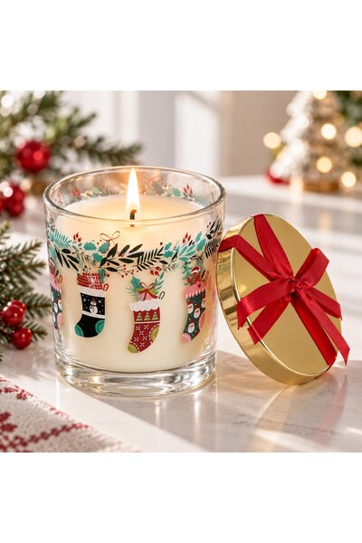 DD SHOP Lumanare Parfumata de Craciun cu Aroma Gingerbread Alba in Recipient ...