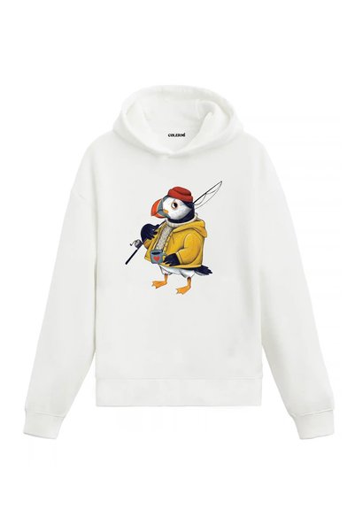 Colermi Fisherman Puffin Design Hooded Sweatshirt