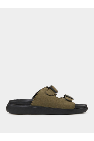 Styli Men Double Strap Buckle Comfort Sandals