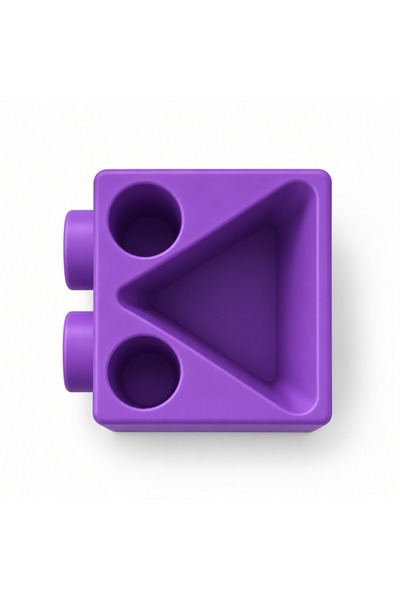 PİYATECH Lego Designed 3-Compartment Children's Toothbrush Holder and Desktop Pen Holder Organizer - Purple