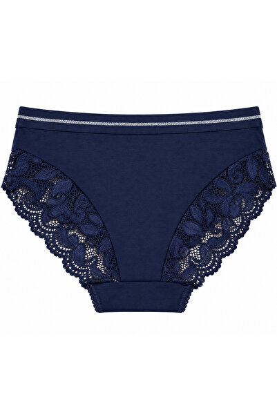 Zena Large Size Floral Lace Glitter Waist Detailed Cotton Women's Panties