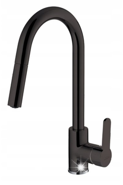 Invena Baterie de chiuvetă ELIA cu pipă extractibilă, negru BZ-89-W04-C