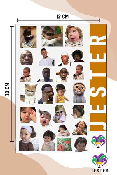 Jester ملصقات ميمز 4 أوراق، ملصقات، دفتر يوميات، أجندة، مخطط، دفتر ملاحظات، سكراب بوك