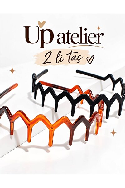 Up Atelier Zigzag 2-Piece Scalloped Crown Black and Brown 2 Pieces